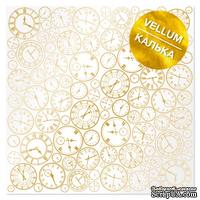 Лист кальки (веллум) с фольгированием Golden Clocks, ТМ Фабрика Декора - ScrapUA.com