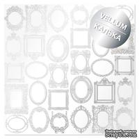 Лист кальки (веллум) с фольгированием Silver Frames 30,5х30,5 см, ТМ Фабрика Декора - ScrapUA.com