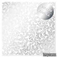 Лист кальки (веллум) с фольгированием Silver Butterflies 30,5х30,5 см, ТМ Фабрика Декора
