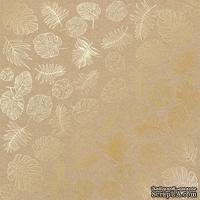 Лист односторонней бумаги с фольгированием Golden Tropical Leaves Kraft,ТМ Фабрика Декора