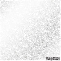 Лист односторонней бумаги с фольгированием Silver Poinsettia White, ТМ Fabrika Decoru - ScrapUA.com