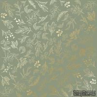 Аркуш одностороннього паперу з фольгуванням, дизайн Golden Branches Olive, 30,5см х 30,5см, ТМ Фабрика Декору - ScrapUA.com