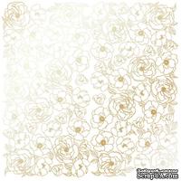 Лист односторонней бумаги с фольгированием Golden Pion White, ТМ Фабрика Декора