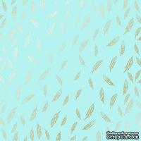 Лист односторонней бумаги с фольгированием Golden Feather Turquoise,ТМ Фабрика Декора