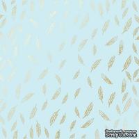 Лист односторонней бумаги с фольгированием Golden Feather Blue,ТМ Фабрика Декора