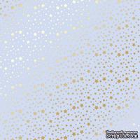 Лист односторонней бумаги с фольгированием Golden stars Purple, ТМ Фабрика Декора