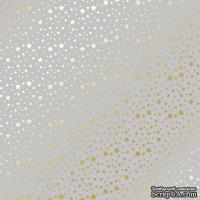 Лист односторонней бумаги с фольгированием Golden stars Grey, ТМ Фабрика Декора