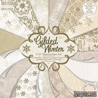 Полный набор новогодней бумаги от First Edition - Gilded Winter, 20х20 см, 48 листов