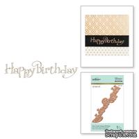 Пластины для фольгирования от Spellbinders - Faux Script Happy Birthday
