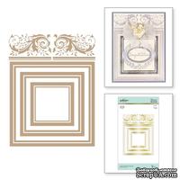 Пластины для фольгирования от Spellbinders - Crowned Rimmed Squares Glimmer Hot Foil Plate Royal Flourish by Becca Feeken