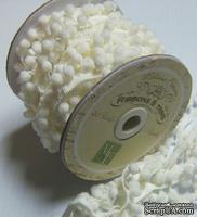 Тесьма с помпонами Pom Pom Trim - White от Melissa Frances. Цвет белый, 90 см - ScrapUA.com