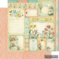 ЦЕНА СНИЖЕНА! Лист бумаги Graphic 45 - Time to Flourish - April Cut Apart, размер 30х30 см, двусторонняя