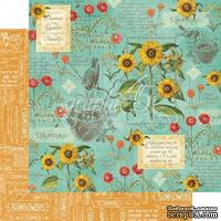 Лист бумаги Graphic 45 - Time to Flourish - August Flourish, размер 30х30 см, двусторонняя - ScrapUA.com