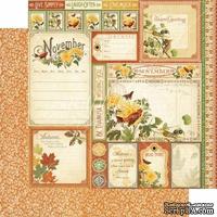 ЦЕНА СНИЖЕНА! Лист бумаги Graphic 45 - Time to Flourish - November Cut Apart, размер 30х30 см, двусторонняя