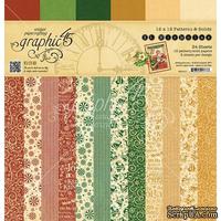 Набор скрапбумаги Graphic 45 - St Nicholas - Patterns and Solids Pad, 30х30 см, двусторонняя, 12 листов