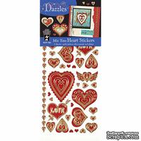 Набор наклеек-высечек HOTP - Mix 'ems Hearts, Tri Color Pack, 3 листа, размер 10х23 см, 105 шт.
