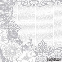 Лист бумаги HOTP - Color Me Silver Flowers and Words - для работы в технике резист, 30х30 см - ScrapUA.com