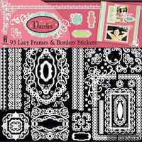 Набор наклеек-высечек HOTP - White Lacy Frames Dazzle, размер 15х30 см, 93 шт., цвет белый.