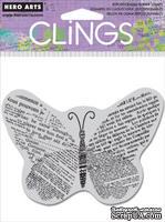Резиновый штамп Hero Arts - Newsprint Butterfly, c оснасткой