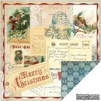 Лист скрапбумаги My Mind&#039;s Eye - Joyous - Postage Glittered, 30х30 см, двусторонняя - ScrapUA.com