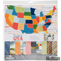 Набор скрапбумаги от Paper House - Paper Crafting Kit - Discover USA, 30 x 30 см