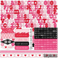 Лист наклеек - алфавит от Echo Park - Love Story Element Stickers, 30х30 см - ScrapUA.com