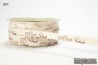 Лента GROSGRAIN / CIRCLES,   ширина 9,5мм, цвет  BROWN COFFEE BEANS, 90см - ScrapUA.com