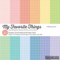 Набор бумаги My Favorite Things - Graphic Grid Pastels Paper Pack, размер 15х15 см, 24 листа. - ScrapUA.com