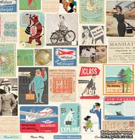 Лист двусторонней скрапбумаги от October Afternoon - Travel Girl  Room Key (A), 30х30 см - ScrapUA.com