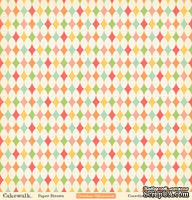 Лист двусторонней скрапбумаги от October Afternoon - “Cakewalk” Collection - Paper Straws, 30х30 - ScrapUA.com