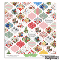 Лист бумаги для скрапбукинга от Pretty Little Studio - Jingle Bells Pattern Paper