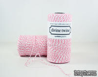 Хлопковый шнур от Divine Twine - Raspberry, 1 мм, цвет розово-белый, 1м - ScrapUA.com