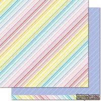 Лист скрапбумаги от Lawn Fawn - Really Rainbow Double-Sided Cardstock 12"X12" Purple Posies, 30х30 см
