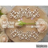 Чипборд ScrapBox - Бордюр Розы с завитками и сердечками - ScrapUA.com