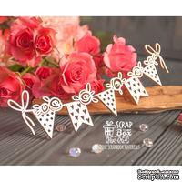 Чипборд ScrapBox - гирлянда из флажков с розами Hw-064