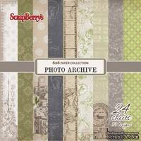 Набор бумаги для скрапбукинга от ScrapBerry&#039;s - Фотоархив, 15х15 см, 170 гр / м, 24 шт - ScrapUA.com