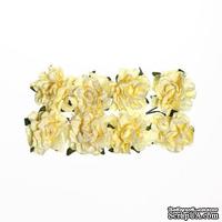 Розочки кудрявые, бумажные, кремовые, 25мм, 8 шт. - ScrapUA.com