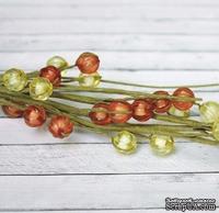 Веточка с бусинами, красно-желтая,  36см