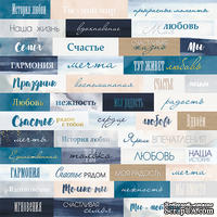 Лист односторонней бумаги от Scrapmir - Надписи - Blue &amp; Blush RU, 20х20см - ScrapUA.com