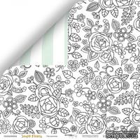Лист двусторонней бумаги от Scrapmir - &quot;Настроение&quot; из коллекции Simple Flowers, 30x30 см - ScrapUA.com