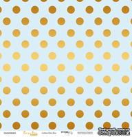 Лист односторонней бумаги с золотым тиснением от Scrapmir - &quot;Golden Dots Blue&quot; из коллекции Every Day, 30x30 см - ScrapUA.com