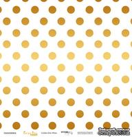 Лист односторонней бумаги с золотым тиснением от Scrapmir - &quot;Golden Dots White&quot; из коллекции Every Day, 30x30 см - ScrapUA.com