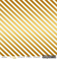 Лист односторонней бумаги с золотым тиснением от Scrapmir - &quot;Golden Stripes Blue&quot; из коллекции Every Day, 30x30 см - ScrapUA.com