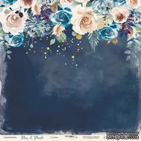 Лист односторонней бумаги с золотым тиснением от Scrapmir - Глубина - коллекция &quot;Blue&amp;Blush&quot;, 30x30 см - ScrapUA.com