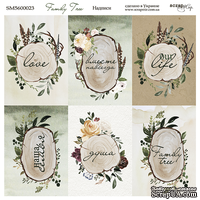 Лист двусторонней бумаги от Scrapmir - Надписи - Family Tree, 20х20см 