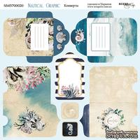 Лист двусторонней бумаги от Scrapmir - Конверты - Nautical Graphic, 20х20см