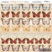 Лист двусторонней бумаги от Scrapmir - Бабочки - Falling in Love, 20х20см - ScrapUA.com