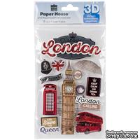Объемные наклейки от Paper House 3D Stickers 4.5&quot;X7.5&quot; - Discover London, 11х19 см, 13 шт. - ScrapUA.com