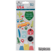 Наклейки от Paper House - Discover USA Puffy Stickers, 7,6x16,5 см, 16 шт - ScrapUA.com