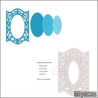 Лезвия от Sizzix - Framelits Die Set - Frame, Oval w/Ironwork Edges, 3 шт